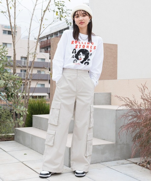 RAGEBLUE（レイジブルー）の「ビッグポケット/ミリタリールーズカーゴパンツ（カーゴパンツ・レディース・ライトグレー/ブラック/ライム・FREE）」の7枚目の写真