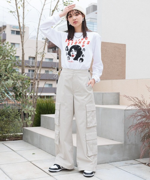 RAGEBLUE（レイジブルー）の「ビッグポケット/ミリタリールーズカーゴパンツ（カーゴパンツ・レディース・ライトグレー/ブラック/ライム・FREE）」の8枚目の写真