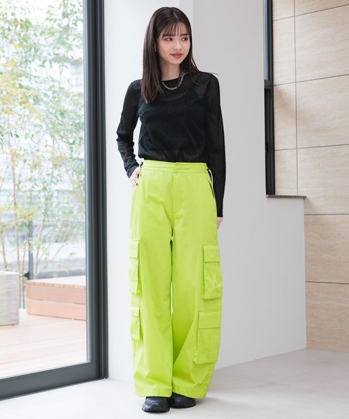 RAGEBLUE（レイジブルー）の「ビッグポケット/ミリタリールーズカーゴパンツ（カーゴパンツ・レディース・ライトグレー/ブラック/ライム・FREE）」の13枚目の写真