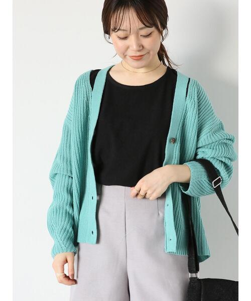 ehka sopo（エヘカソポ）の「カットアウトVネックカーディガン（カーディガン/ボレロ・レディース・キナリ/グレー/ピンク/ミント・F）」の3枚目の写真