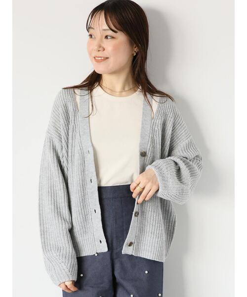 ehka sopo（エヘカソポ）の「カットアウトVネックカーディガン（カーディガン/ボレロ・レディース・キナリ/グレー/ピンク/ミント・F）」の8枚目の写真