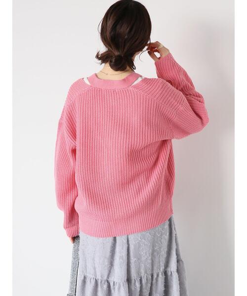 ehka sopo（エヘカソポ）の「カットアウトVネックカーディガン（カーディガン/ボレロ・レディース・キナリ/グレー/ピンク/ミント・F）」の20枚目の写真