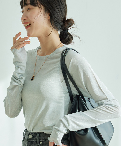 Jayro（ジャイロ）の「クルーネックプルオーバー（Tシャツ/カットソー・レディース・ベージュ/グレー/ブラック/ラベンダー・M）」の3枚目の写真