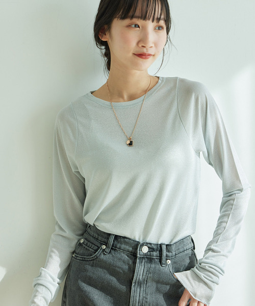 Jayro（ジャイロ）の「クルーネックプルオーバー（Tシャツ/カットソー・レディース・ベージュ/グレー/ブラック/ラベンダー・M）」の8枚目の写真