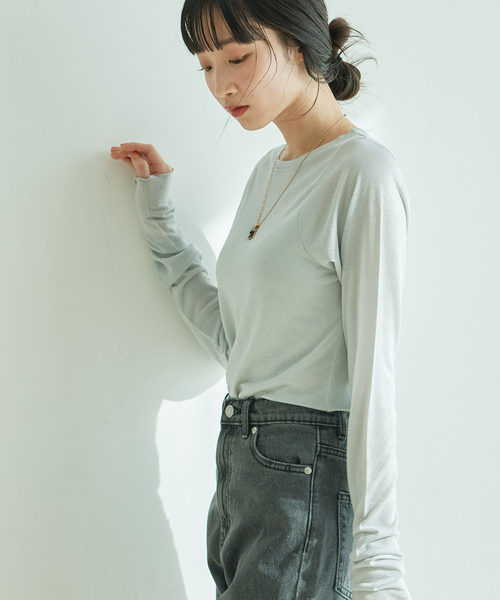 Jayro（ジャイロ）の「クルーネックプルオーバー（Tシャツ/カットソー・レディース・ベージュ/グレー/ブラック/ラベンダー・M）」の9枚目の写真