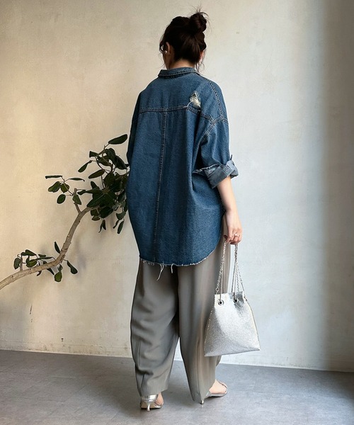 DouDou(ドゥドゥ)の「カーヴィーパンツ(スラックス・レディース・ブラック/ライトベージュ/カーキ・FREE)」の17枚目の写真