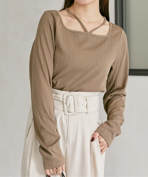 Thevon（ゼボン）の「ランダムリブホルターネックプルオーバー（Tシャツ/カットソー・レディース・オフホワイト/ブラック/モカ/イエロー・FREE）」の20枚目の写真