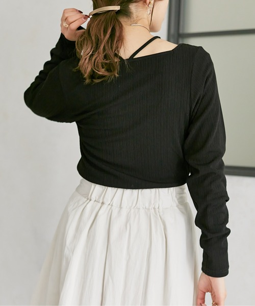 Thevon（ゼボン）の「ランダムリブホルターネックプルオーバー（Tシャツ/カットソー・レディース・オフホワイト/ブラック/モカ/イエロー・FREE）」の17枚目の写真