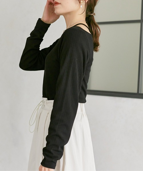 Thevon（ゼボン）の「ランダムリブホルターネックプルオーバー（Tシャツ/カットソー・レディース・オフホワイト/ブラック/モカ/イエロー・FREE）」の18枚目の写真