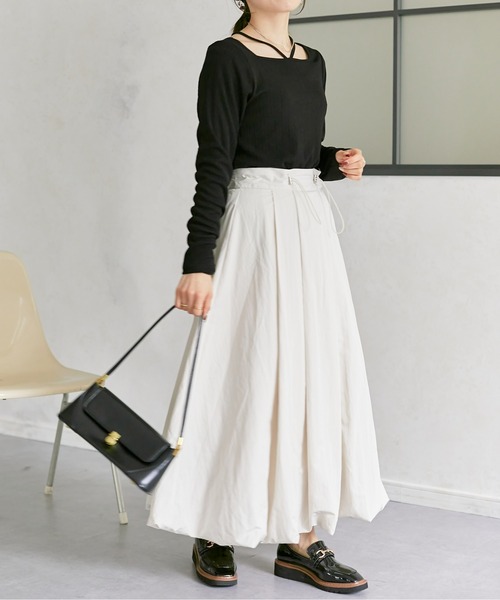 Thevon（ゼボン）の「ランダムリブホルターネックプルオーバー（Tシャツ/カットソー・レディース・オフホワイト/ブラック/モカ/イエロー・FREE）」の19枚目の写真