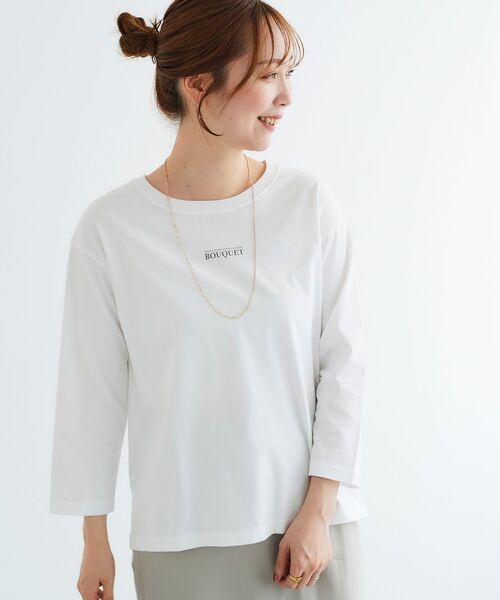 le.coeur blanc（ルクールブラン）の「BOUQUETロゴ7分袖T（Tシャツ/カットソー・レディース・ベージュ/オフホワイト・38）」の19枚目の写真