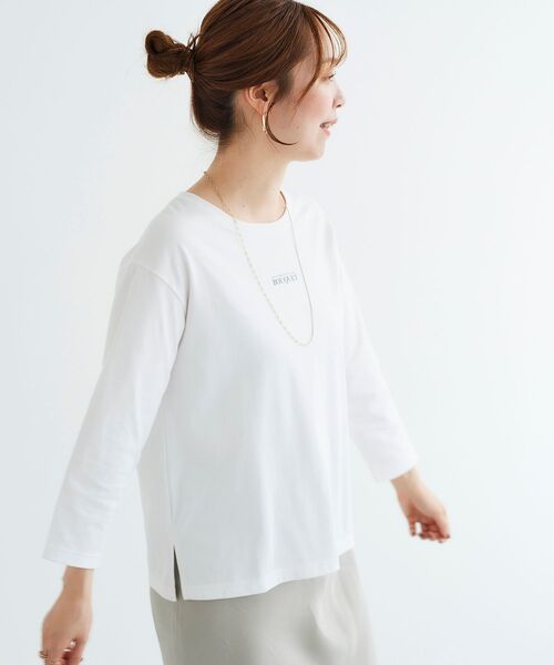 le.coeur blanc（ルクールブラン）の「BOUQUETロゴ7分袖T（Tシャツ/カットソー・レディース・ベージュ/オフホワイト・38）」の21枚目の写真