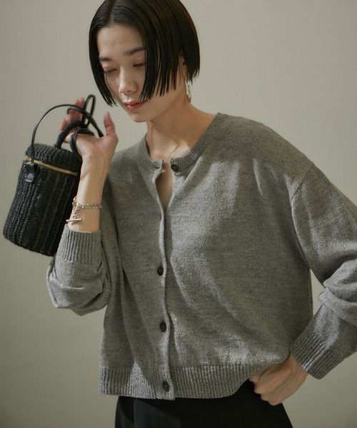 SALON adam et rope'｜スパークルリネンラメカーディガン