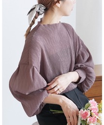 reca | ハイネックランダムプリーツボリュームスリーブブラウス(シャツ/ブラウス)