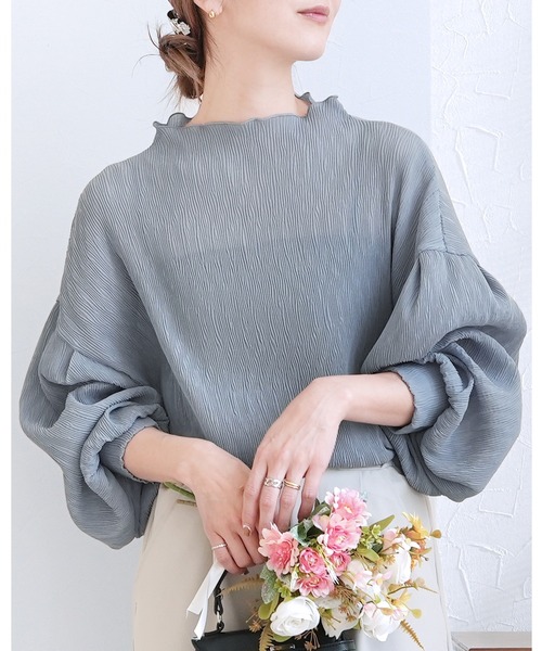 reca（レカ）の「ハイネックランダムプリーツボリュームスリーブブラウス（シャツ/ブラウス・レディース・アイボリー/ブラック/ミント/オリーブ/ブラウン系その他/ピンク系その他/ブルー・M）」の6枚目の写真