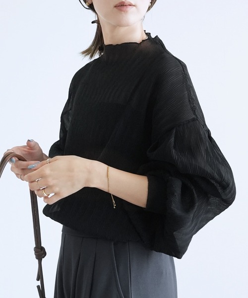 reca（レカ）の「ハイネックランダムプリーツボリュームスリーブブラウス（シャツ/ブラウス・レディース・アイボリー/ブラック/ミント/オリーブ/ブラウン系その他/ピンク系その他/ブルー・M）」の19枚目の写真