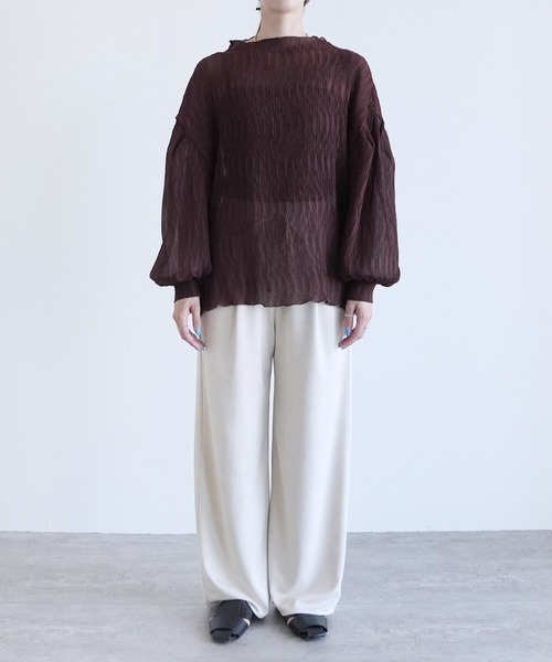 reca（レカ）の「ハイネックランダムプリーツボリュームスリーブブラウス（シャツ/ブラウス・レディース・アイボリー/ブラック/ミント/オリーブ/ブラウン系その他/ピンク系その他/ブルー・M）」の21枚目の写真