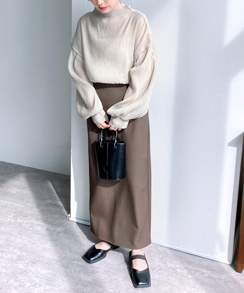 reca（レカ）の「ハイネックランダムプリーツボリュームスリーブブラウス（シャツ/ブラウス・レディース・アイボリー/ブラック/ミント/オリーブ/ブラウン系その他/ピンク系その他/ブルー・M）」の15枚目の写真