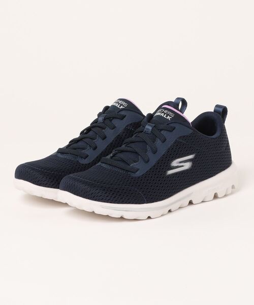 SKECHERS（スケッチャーズ）の「【SKECHERS】スケッチャーズ GO WALK TRAVEL - FUN JOURNEY（ゴーウォーク　トラベル - ファン　ジャーニー）124985　バンジーレーススニーカー（スニーカー・レディース・ネイビー系/ブラック×ブルー/ベージュ系その他・23.5cm/24.5cm/23.0cm/24.0cm/25.0cm/22.5cm）」の3枚目の写真