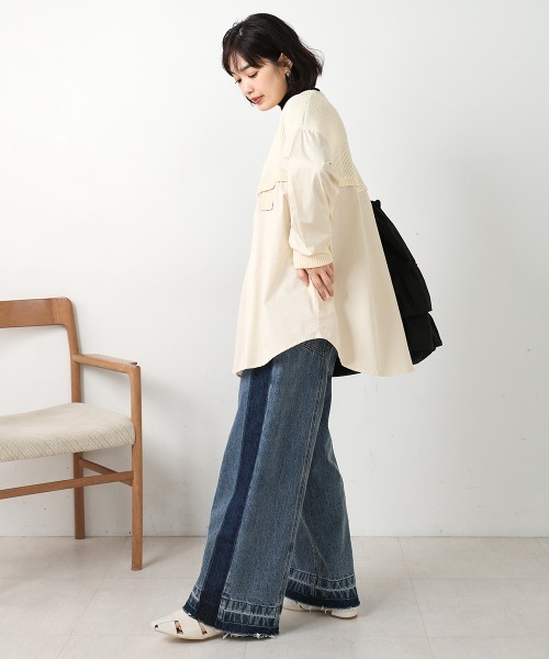 ここさぶた　Bou Jeloud ニットドッキングチェック柄チュニック ここさぶた Bou Jeloud ニットドッキングチェック柄チュニック