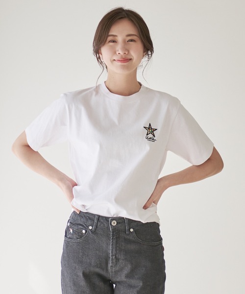 Arnold Palmer（アーノルドパーマー）の「スターモチーフ シェア Tシャツ（Tシャツ/カットソー・レディース・ブラック/ホワイト/ライトベージュ・LL/L/M/S/XS）」の11枚目の写真