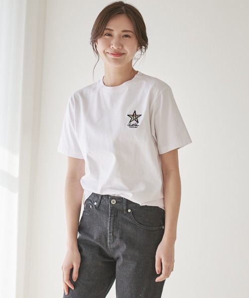 Arnold Palmer（アーノルドパーマー）の「スターモチーフ シェア Tシャツ（Tシャツ/カットソー・レディース・ブラック/ホワイト/ライトベージュ・LL/L/M/S/XS）」の12枚目の写真