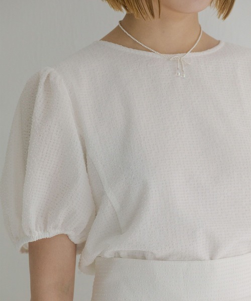 mimi toujours(ミミトゥジュール)の「シアー ギンガム パフスリーブトップス mimi toujours×nono(シャツ/ブラウス・レディース・ブラック/ホワイト・M)」の3枚目の写真