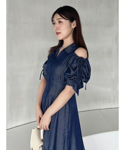 MERCURYDUO 2WAYオープンショルダードッキングレースニットワンピース Mercuryduo オープンショルダーシャツワンピース