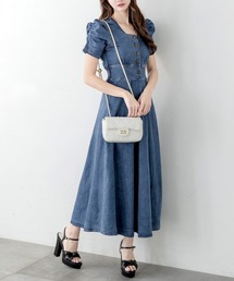 Julia Boutique | ロング丈・デニムフレアワンピース/24005(ワンピース)