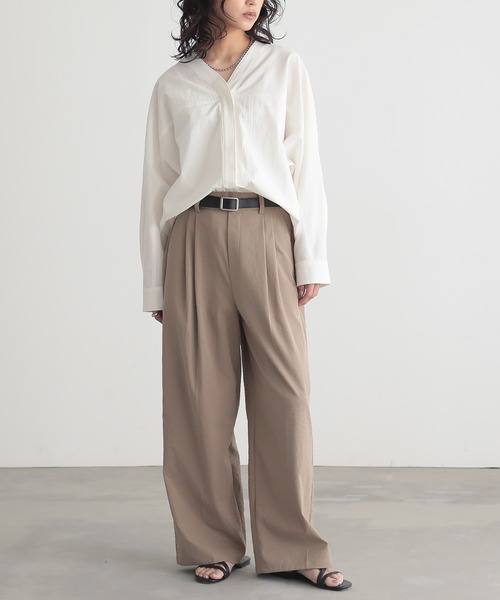 Vネックカーディガンブラウス【オーガニックコットン】（シャツ