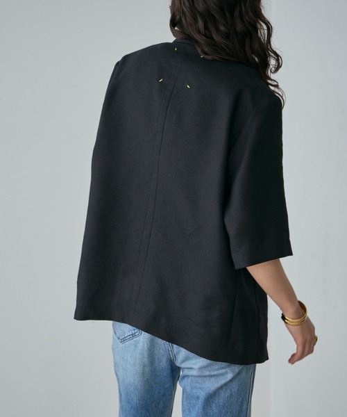 mici（ミチ）の「(mici)ハーフスリーブジャケット（テーラードジャケット・レディース・ブラック/グレー・FREE）」の8枚目の写真