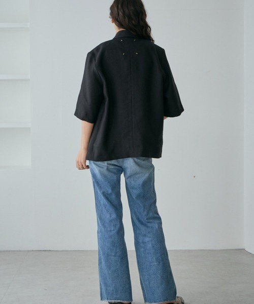 mici（ミチ）の「(mici)ハーフスリーブジャケット（テーラードジャケット・レディース・ブラック/グレー・FREE）」の5枚目の写真