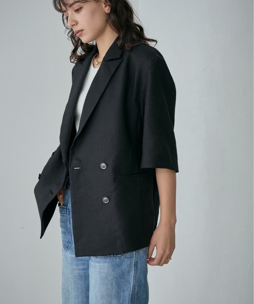 mici（ミチ）の「(mici)ハーフスリーブジャケット（テーラードジャケット・レディース・ブラック/グレー・FREE）」の7枚目の写真