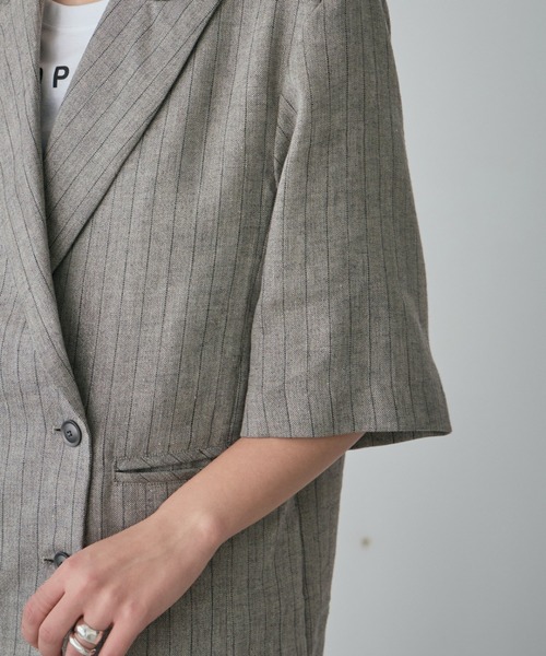 mici（ミチ）の「(mici)ハーフスリーブジャケット（テーラードジャケット・レディース・ブラック/グレー・FREE）」の16枚目の写真