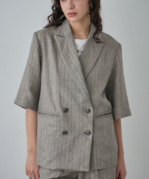 mici（ミチ）の「(mici)ハーフスリーブジャケット（テーラードジャケット・レディース・ブラック/グレー・FREE）」の12枚目の写真