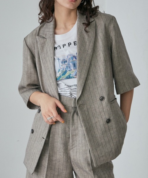 mici（ミチ）の「(mici)ハーフスリーブジャケット（テーラードジャケット・レディース・ブラック/グレー・FREE）」の20枚目の写真