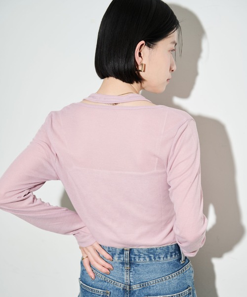 Shelly island（シェリーアイランド）の「レイヤードライクトップス（Tシャツ/カットソー・レディース・ブラック/ピンク/ベージュ/グレー・FREE）」の17枚目の写真