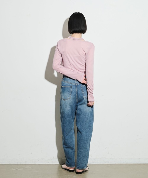 Shelly island（シェリーアイランド）の「レイヤードライクトップス（Tシャツ/カットソー・レディース・ブラック/ピンク/ベージュ/グレー・FREE）」の19枚目の写真