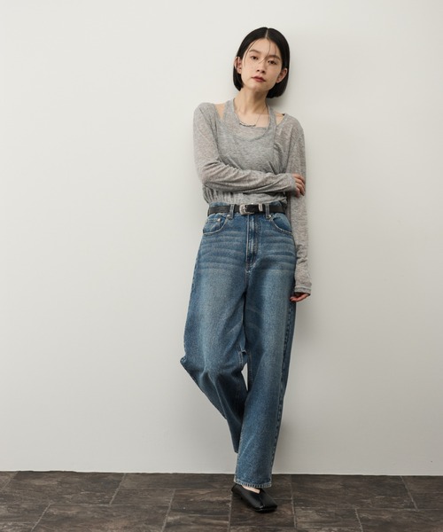 Shelly island（シェリーアイランド）の「レイヤードライクトップス（Tシャツ/カットソー・レディース・ブラック/ピンク/ベージュ/グレー・FREE）」の16枚目の写真