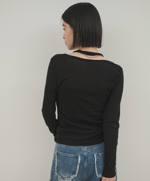 Shelly island（シェリーアイランド）の「レイヤードライクトップス（Tシャツ/カットソー・レディース・ブラック/ピンク/ベージュ/グレー・FREE）」の11枚目の写真