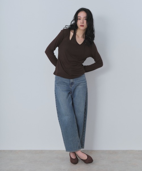 Shelly island(シェリーアイランド)の「レイヤードライクトップス(Tシャツ/カットソー・レディース・ブラック/ピンク/ベージュ/グレー・FREE)」の21枚目の写真