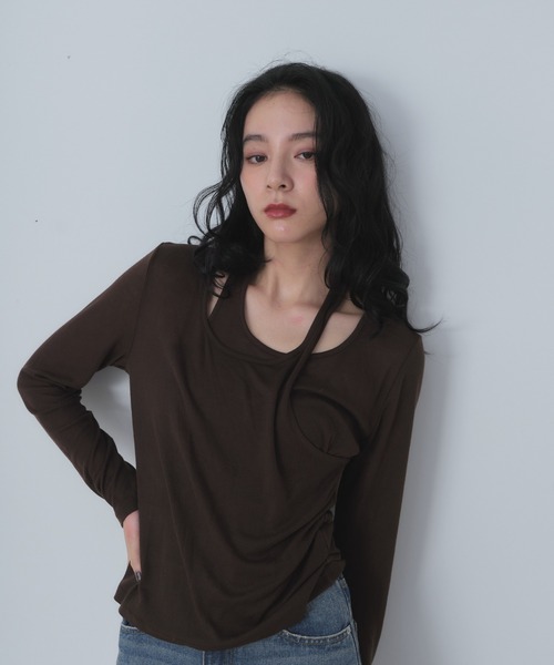 Shelly island(シェリーアイランド)の「レイヤードライクトップス(Tシャツ/カットソー・レディース・ブラック/ピンク/ベージュ/グレー・FREE)」の22枚目の写真