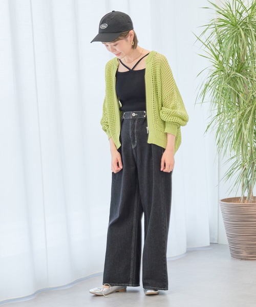 earth music&ecology(アースミュージックアンドエコロジー)の「メッシュジップカーディガン(カーディガン/ボレロ・レディース・ブルー/ライム/ブラック/アイボリー/オレンジ・FREE)」の14枚目の写真