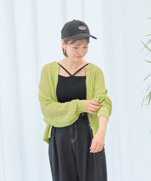 earth music&ecology(アースミュージックアンドエコロジー)の「メッシュジップカーディガン(カーディガン/ボレロ・レディース・ブルー/ライム/ブラック/アイボリー/オレンジ・FREE)」の7枚目の写真