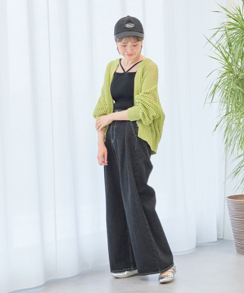 earth music&ecology(アースミュージックアンドエコロジー)の「メッシュジップカーディガン(カーディガン/ボレロ・レディース・ブルー/ライム/ブラック/アイボリー/オレンジ・FREE)」の10枚目の写真