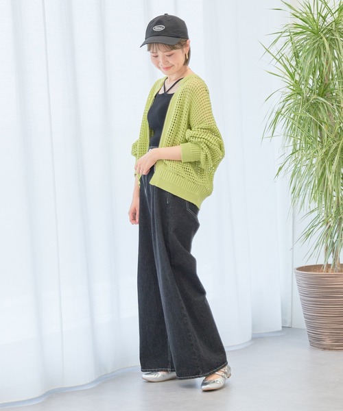 earth music&ecology(アースミュージックアンドエコロジー)の「メッシュジップカーディガン(カーディガン/ボレロ・レディース・ブルー/ライム/ブラック/アイボリー/オレンジ・FREE)」の11枚目の写真