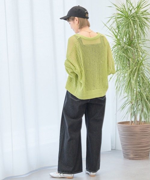 earth music&ecology(アースミュージックアンドエコロジー)の「メッシュジップカーディガン(カーディガン/ボレロ・レディース・ブルー/ライム/ブラック/アイボリー/オレンジ・FREE)」の12枚目の写真