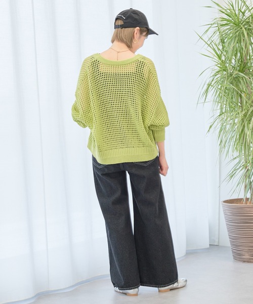 earth music&ecology(アースミュージックアンドエコロジー)の「メッシュジップカーディガン(カーディガン/ボレロ・レディース・ブルー/ライム/ブラック/アイボリー/オレンジ・FREE)」の15枚目の写真