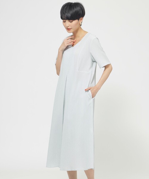 【セール】【吸水速乾】【ウォッシャブル】ポリエステルサッカーワンピース（ワンピース）｜EVEX by KRIZIA（エヴェックスバイクリツィア）