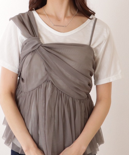 Lace Ladies(レースレディース)の「Vネック ベーシック 半袖 ゆる トップス(Tシャツ/カットソー・レディース・ブラック/ベージュ/ホワイト・S/M/XL)」の1枚目の写真
